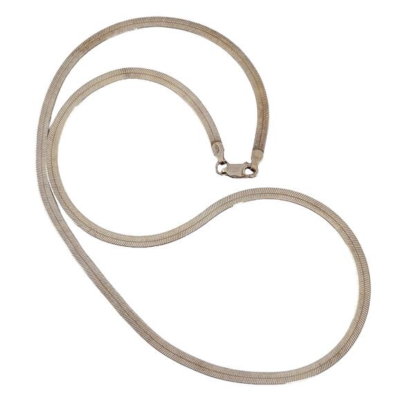 Gold Washed Flat Herringbone Chain | Italian Sterling Silver 925 Necklace 18" - Picture 2 of 4
